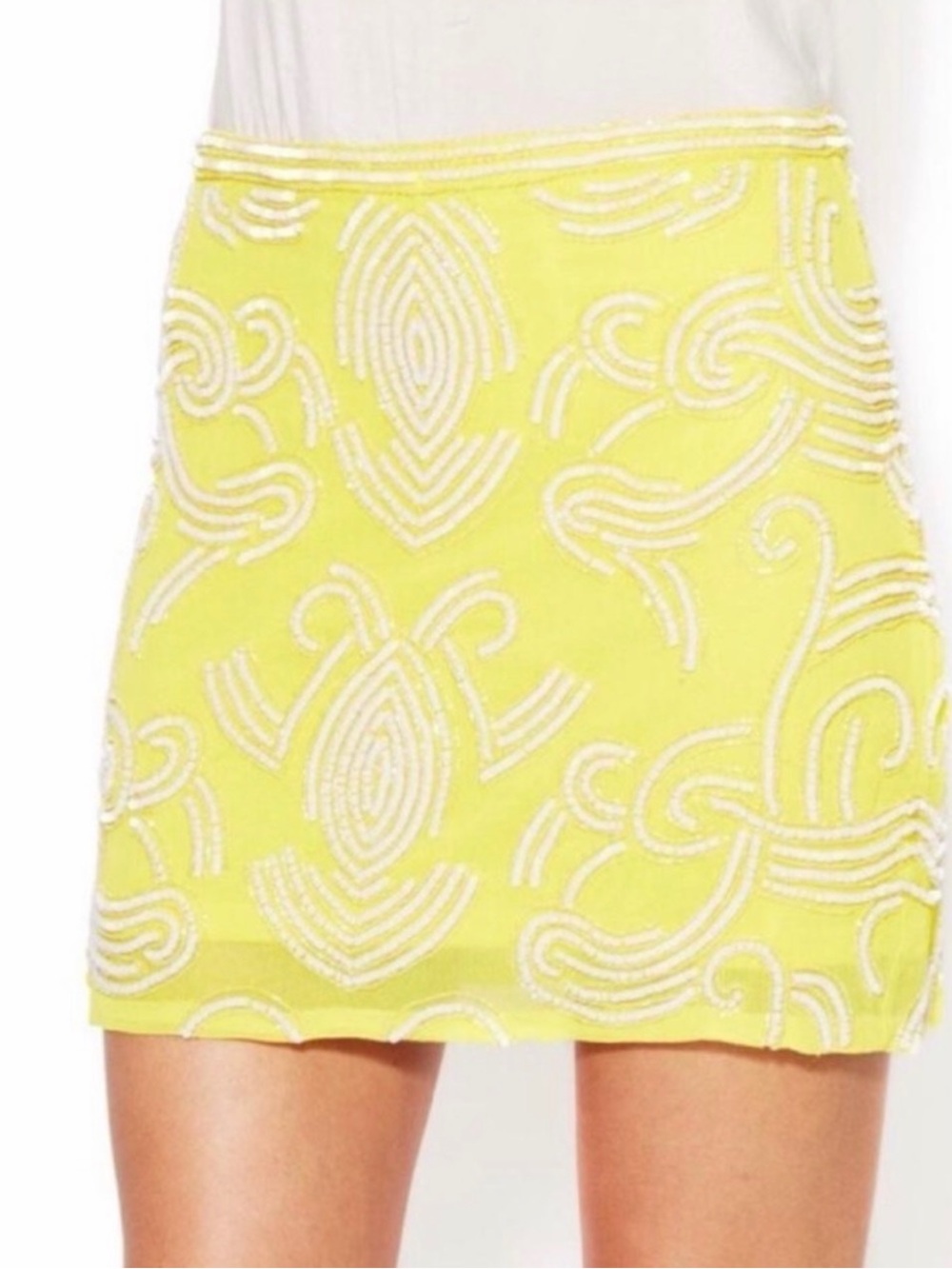 Yumi Kim Yellow Beaded Mini Skirt